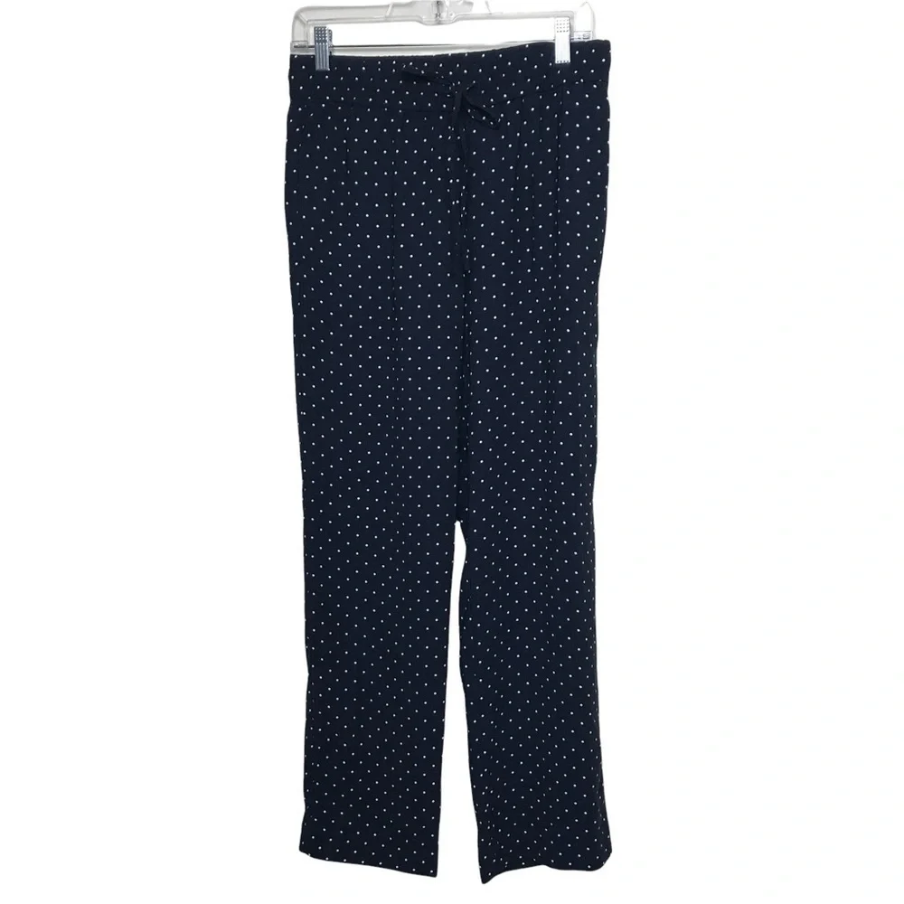 Loft Outlet Navy Blue Polka Dot Drawstring Pants